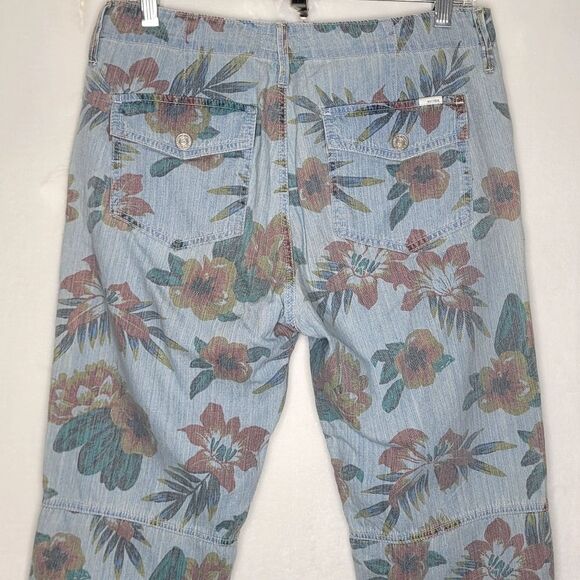 MOTHER Women's The No Zip Misfit Floral Pants Fresh Cut Chambray Jogger Size 27 - Picture 9 of 14